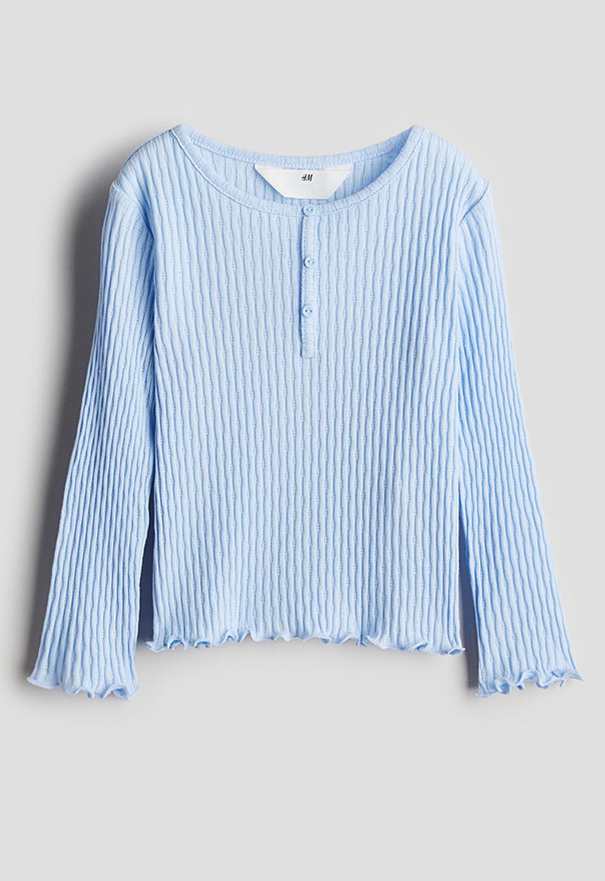 H&M - Pointelle jersey top - light blue