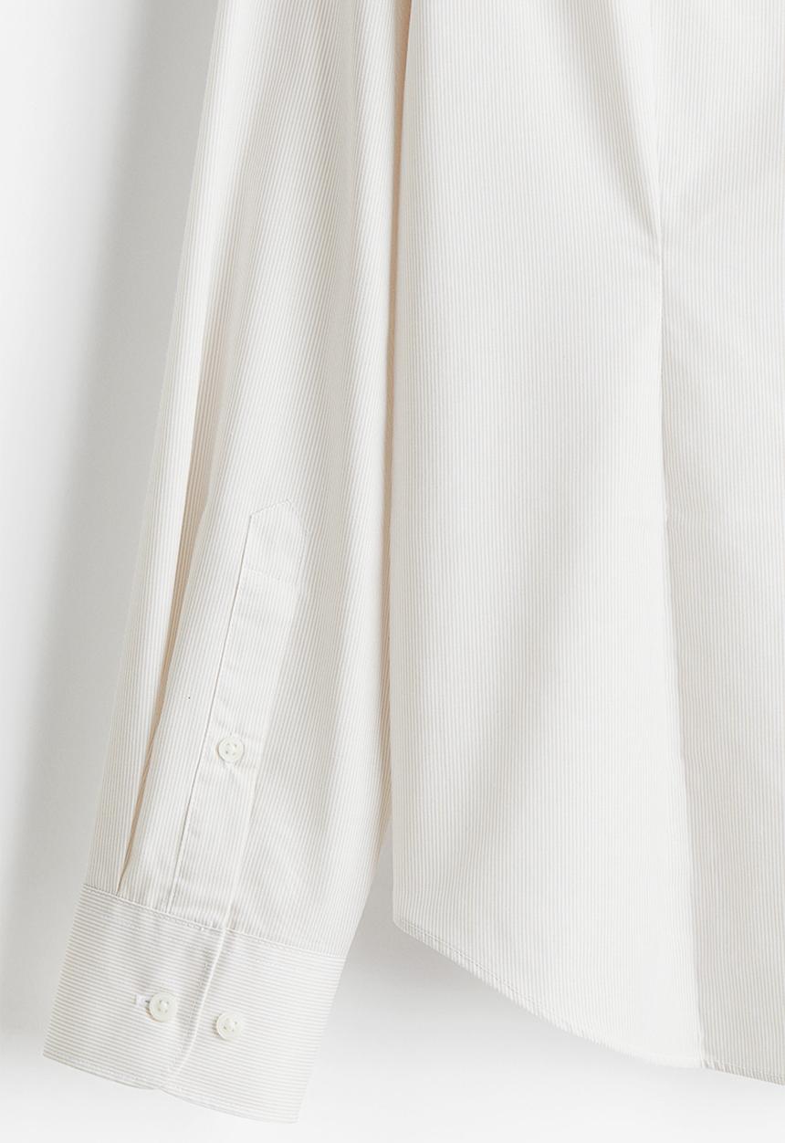 H&M - Slim fit easy-iron shirt - light beige
