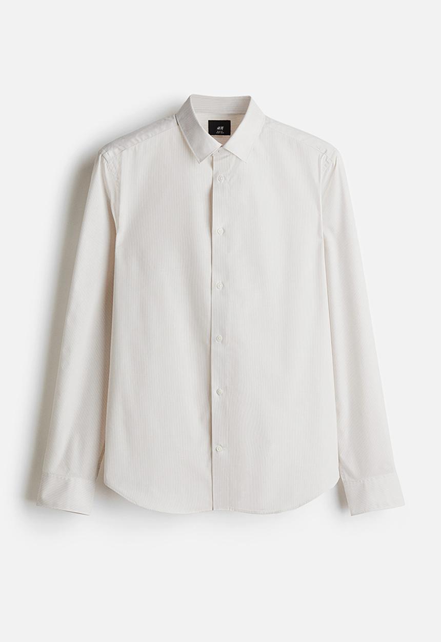 H&M - Slim fit easy-iron shirt - light beige