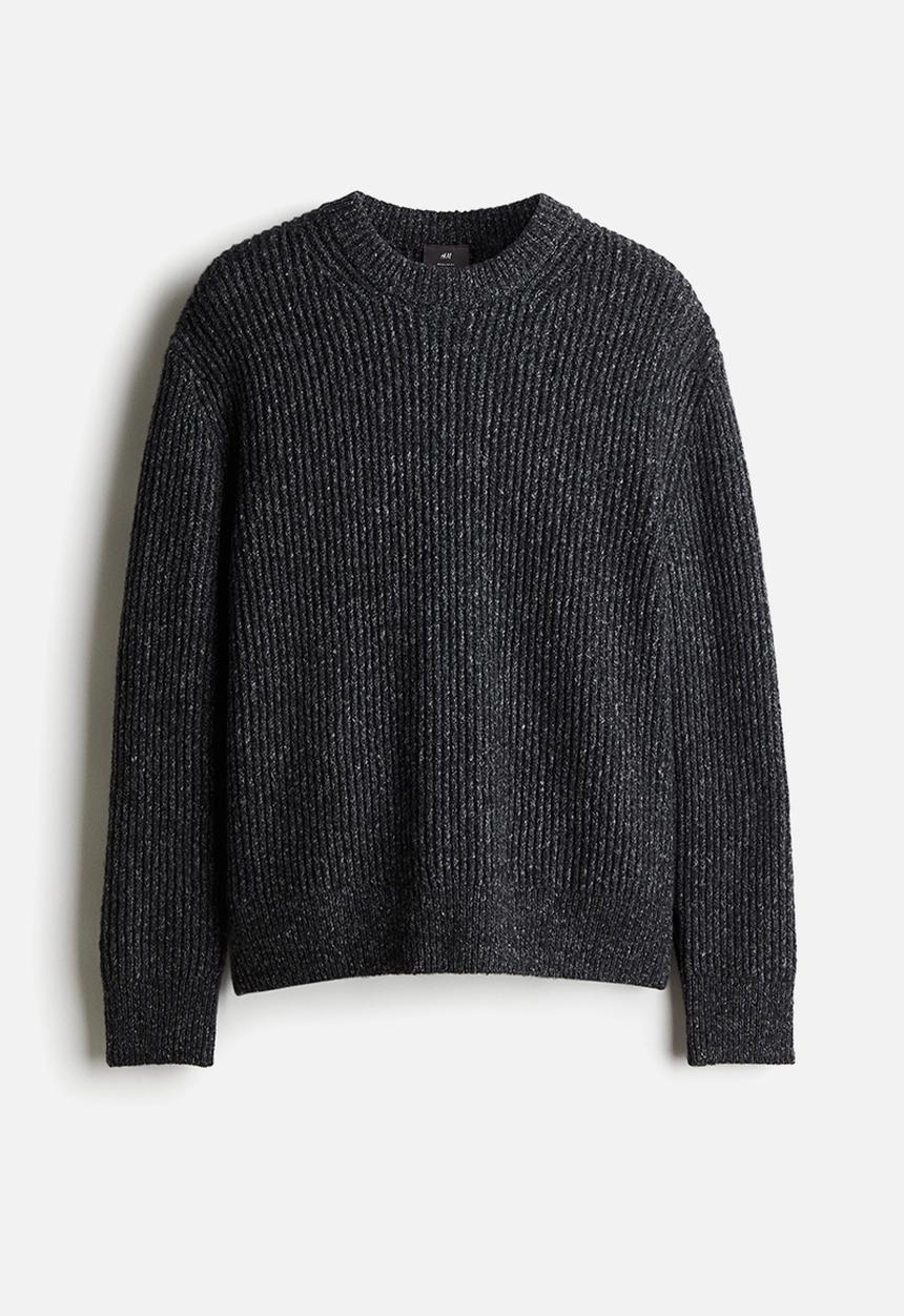 H&M - Regular fit rib-knit jumper - dark grey marl