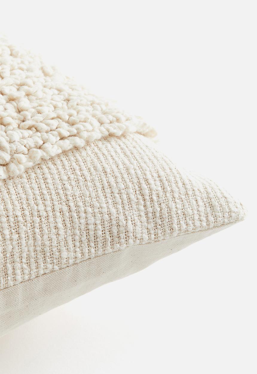 H&M - Cotton canvas cushion cover - light beige patterned