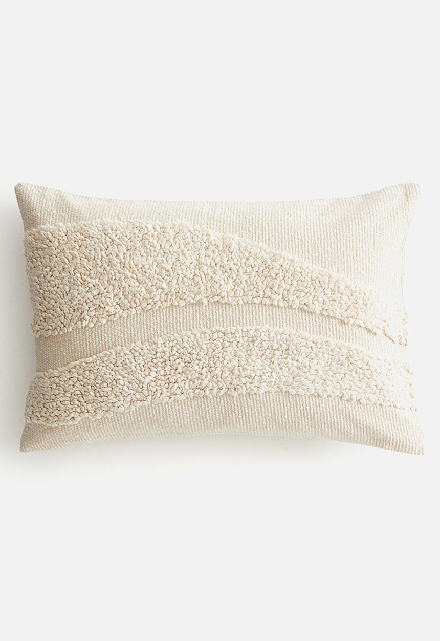 H&M - Cotton canvas cushion cover - light beige patterned
