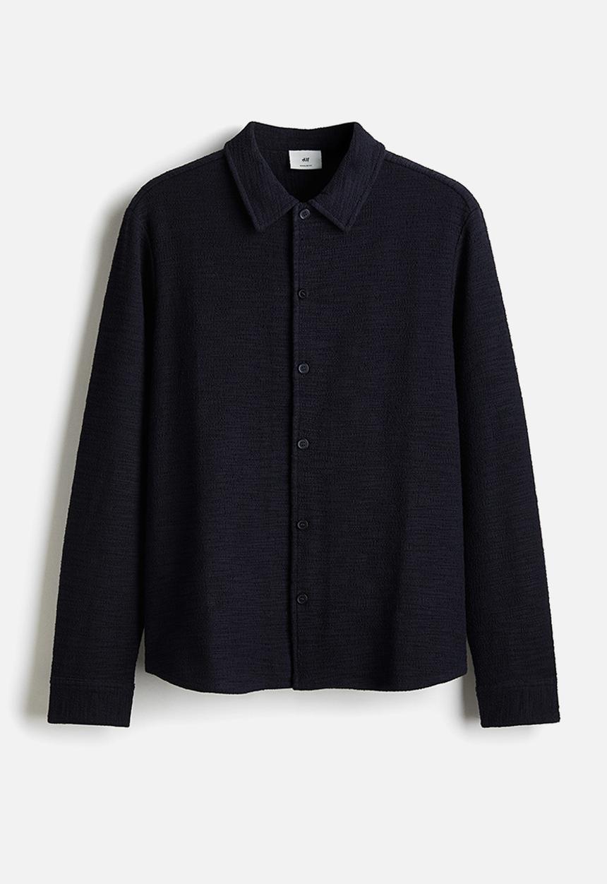 H&M - Regular fit textured shirt - navy blue