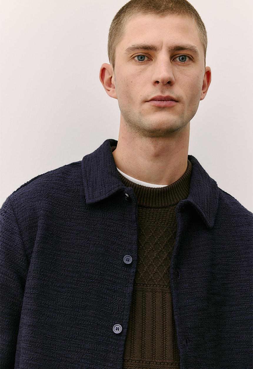 H&M - Regular fit textured shirt - navy blue