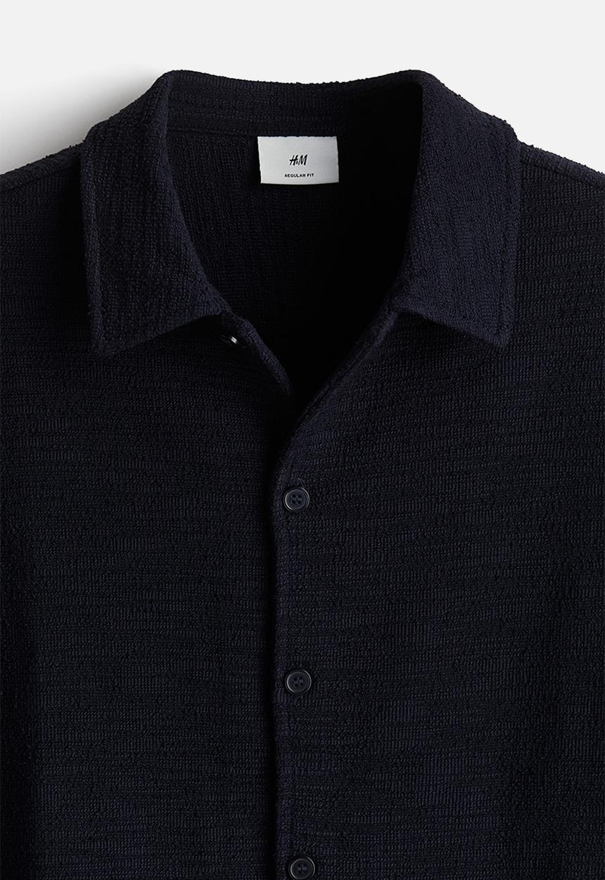 H&M - Regular fit textured shirt - navy blue
