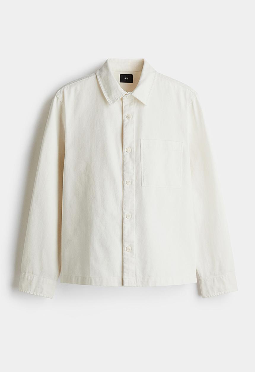 H&M - Regular fit cotton twill overshirt - white