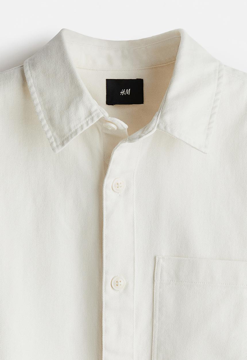 H&M - Regular fit cotton twill overshirt - white