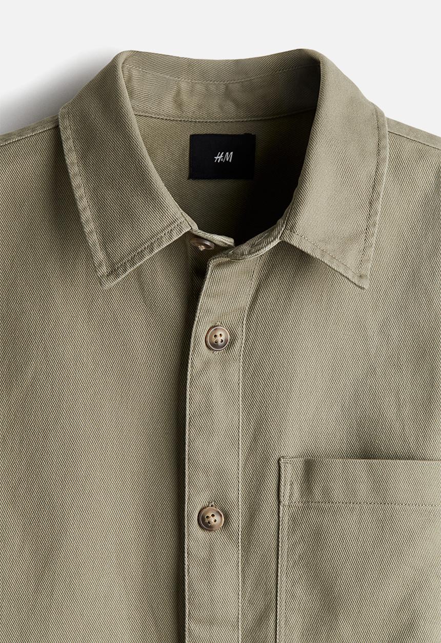 H&M - Regular fit cotton twill overshirt - khaki green