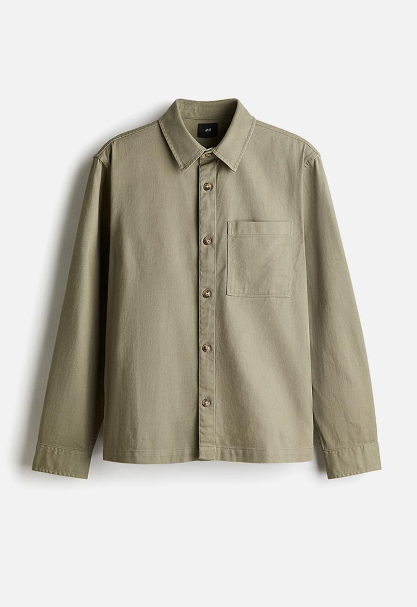 H&M - Regular fit cotton twill overshirt - khaki green
