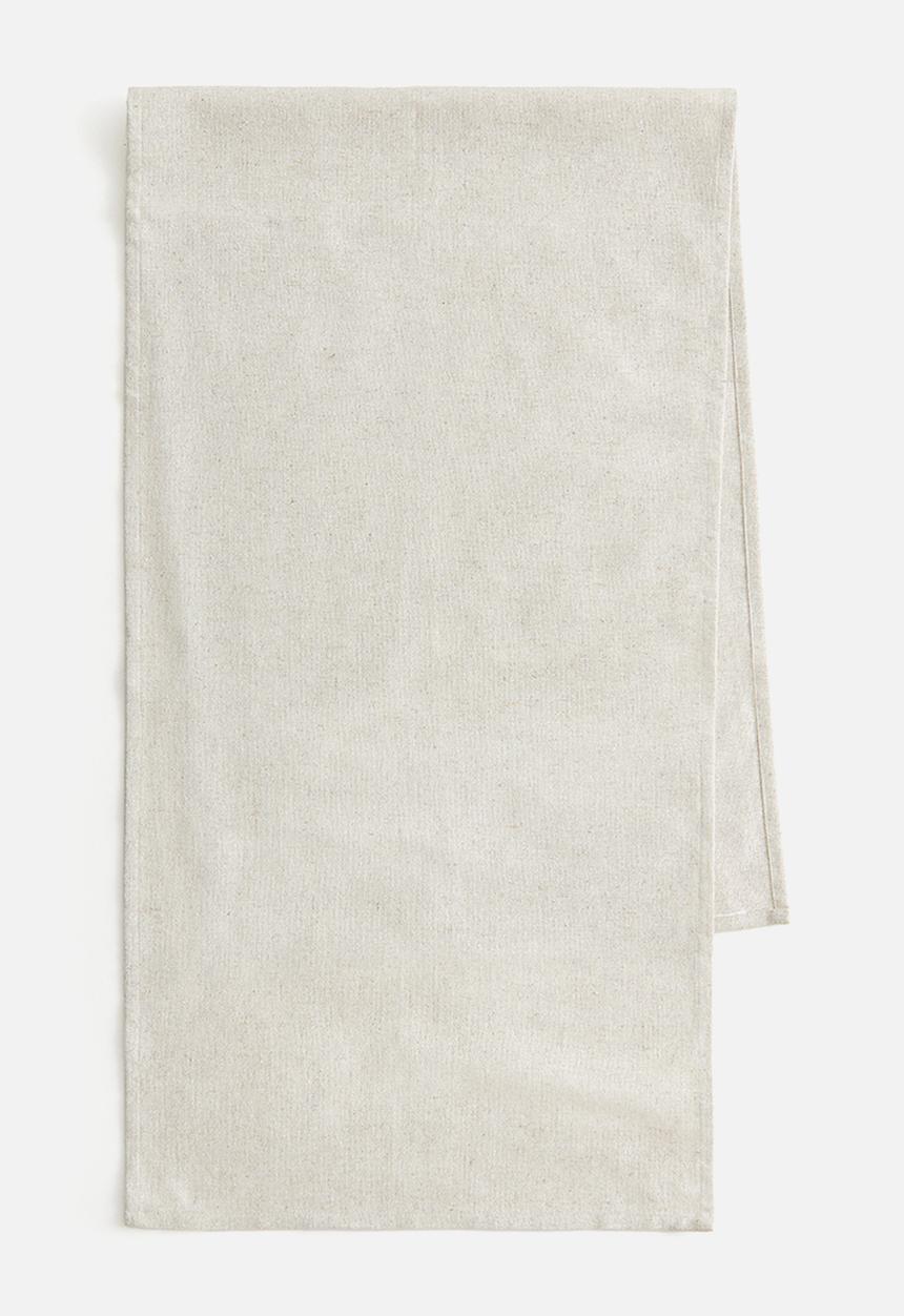 H&M - Glittery linen-blend table runner - light beige glittery