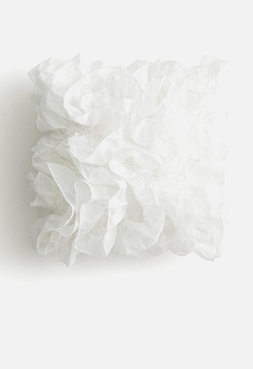 H&M - Frilled cotton cushion cover - white 40x40