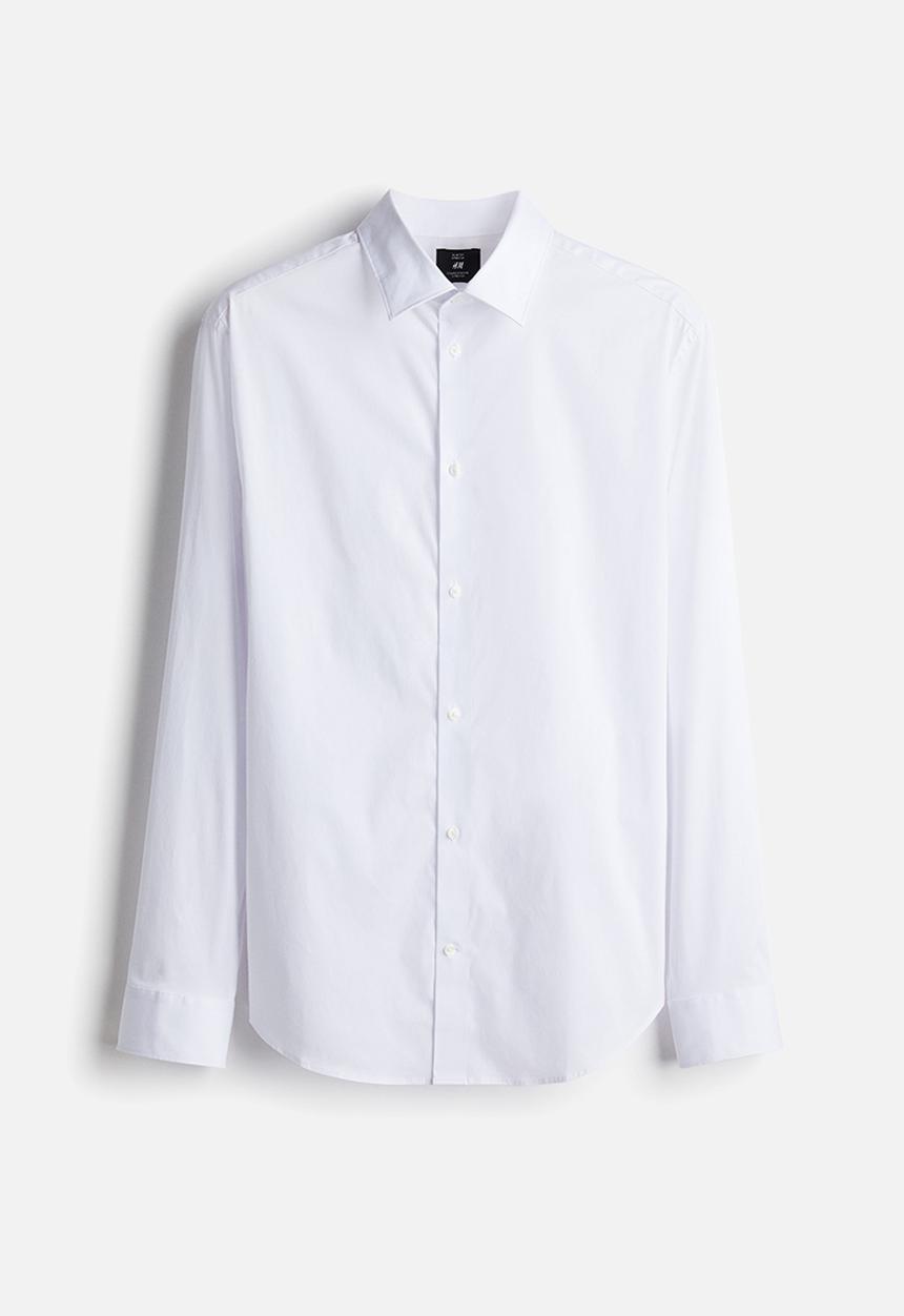 H&M - Slim fit stretch shirt - white