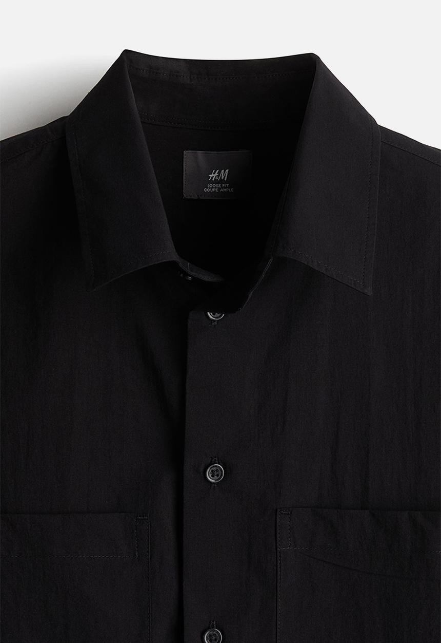 H&M - Regular fit short-sleeved shirt - black
