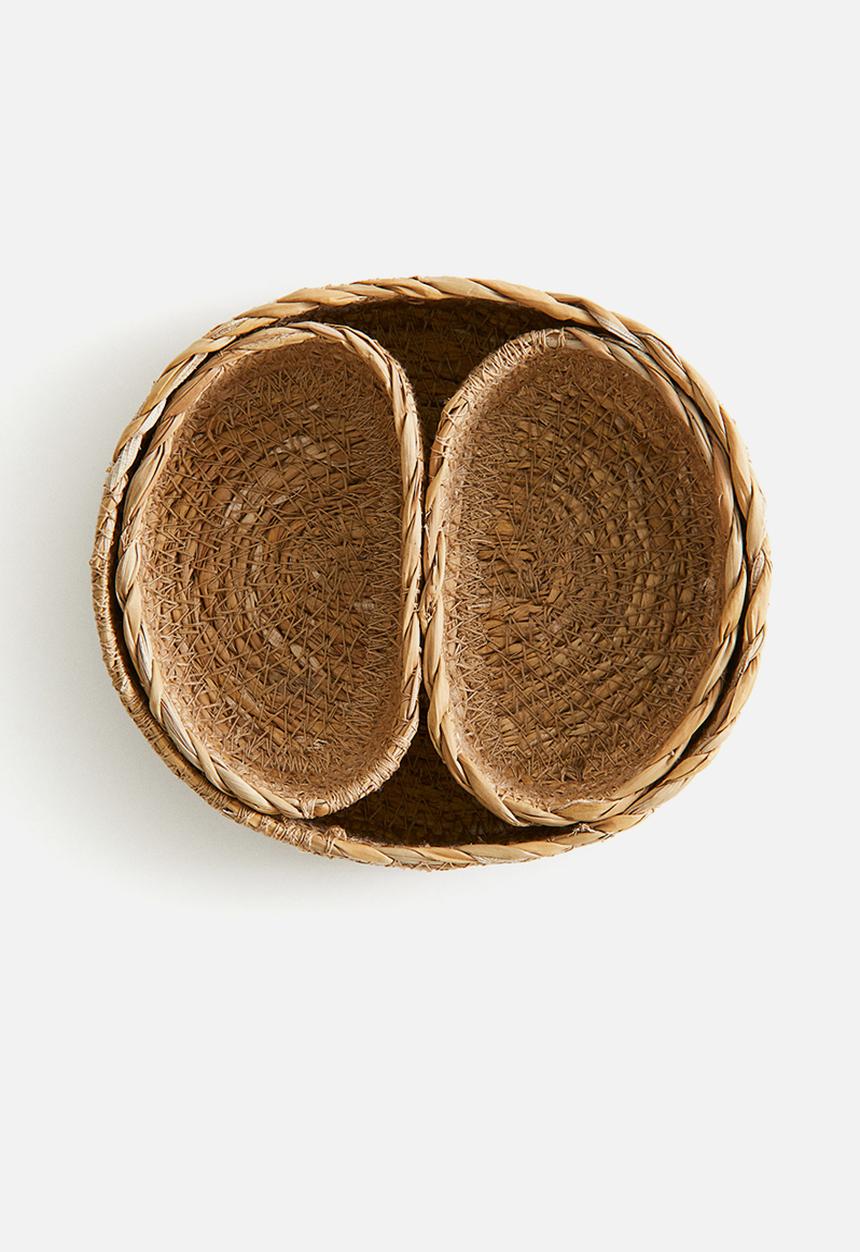 H&M - 3-piece straw storage basket set - beige