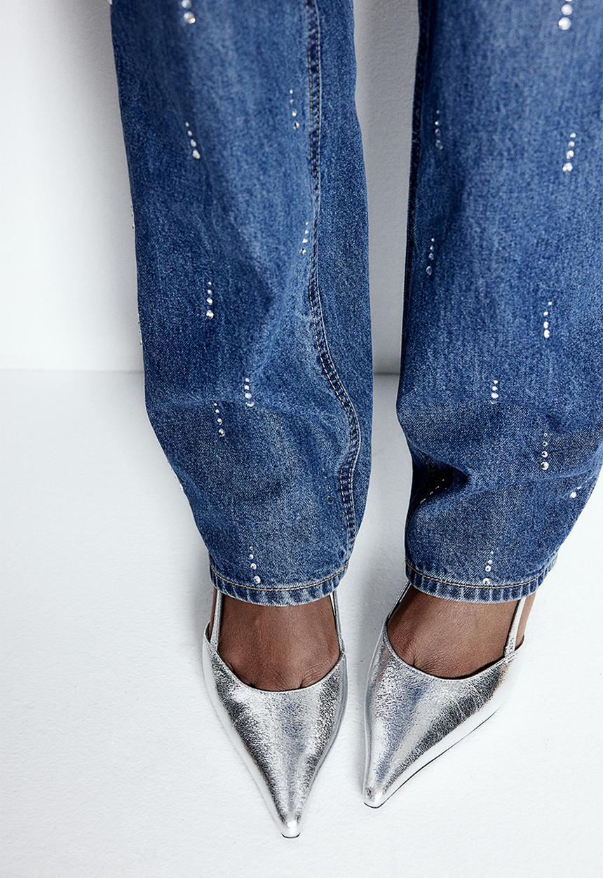 H&M - Pointed slingback court shoes - silver-coloured