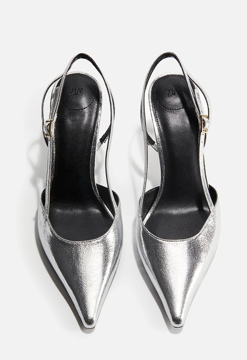 H&M - Pointed slingback court shoes - silver-coloured