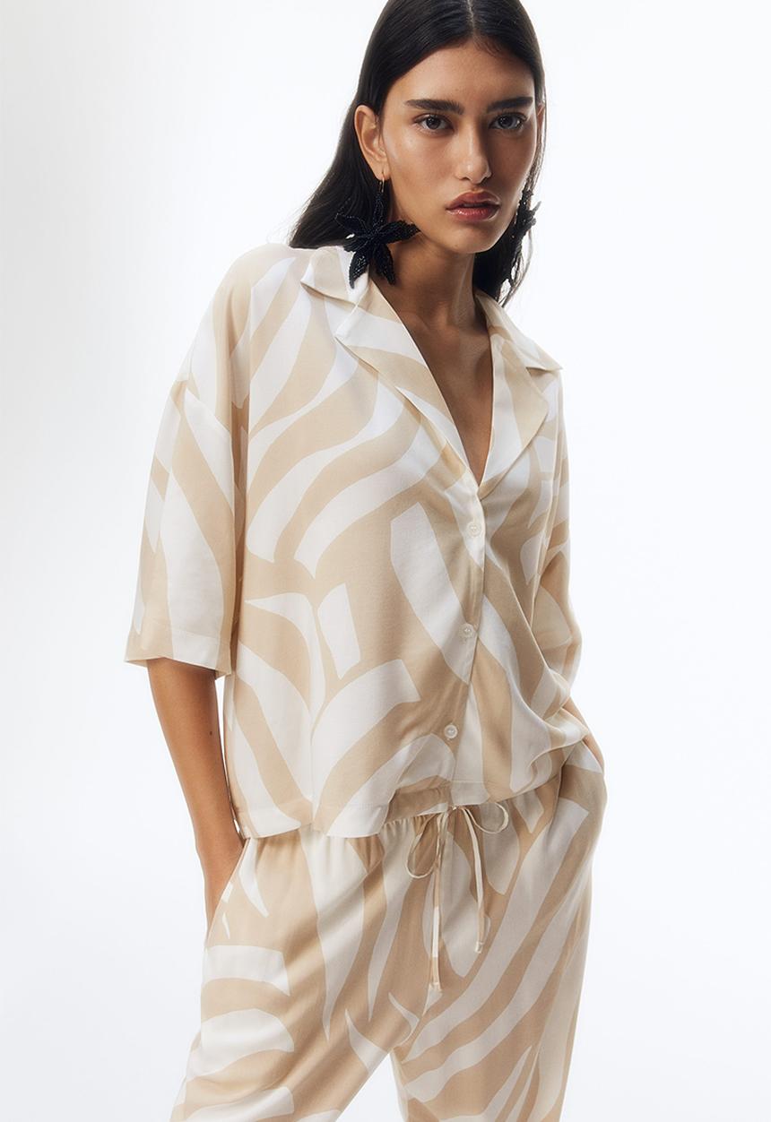 H&M - Resort shirt - cream beige patterned