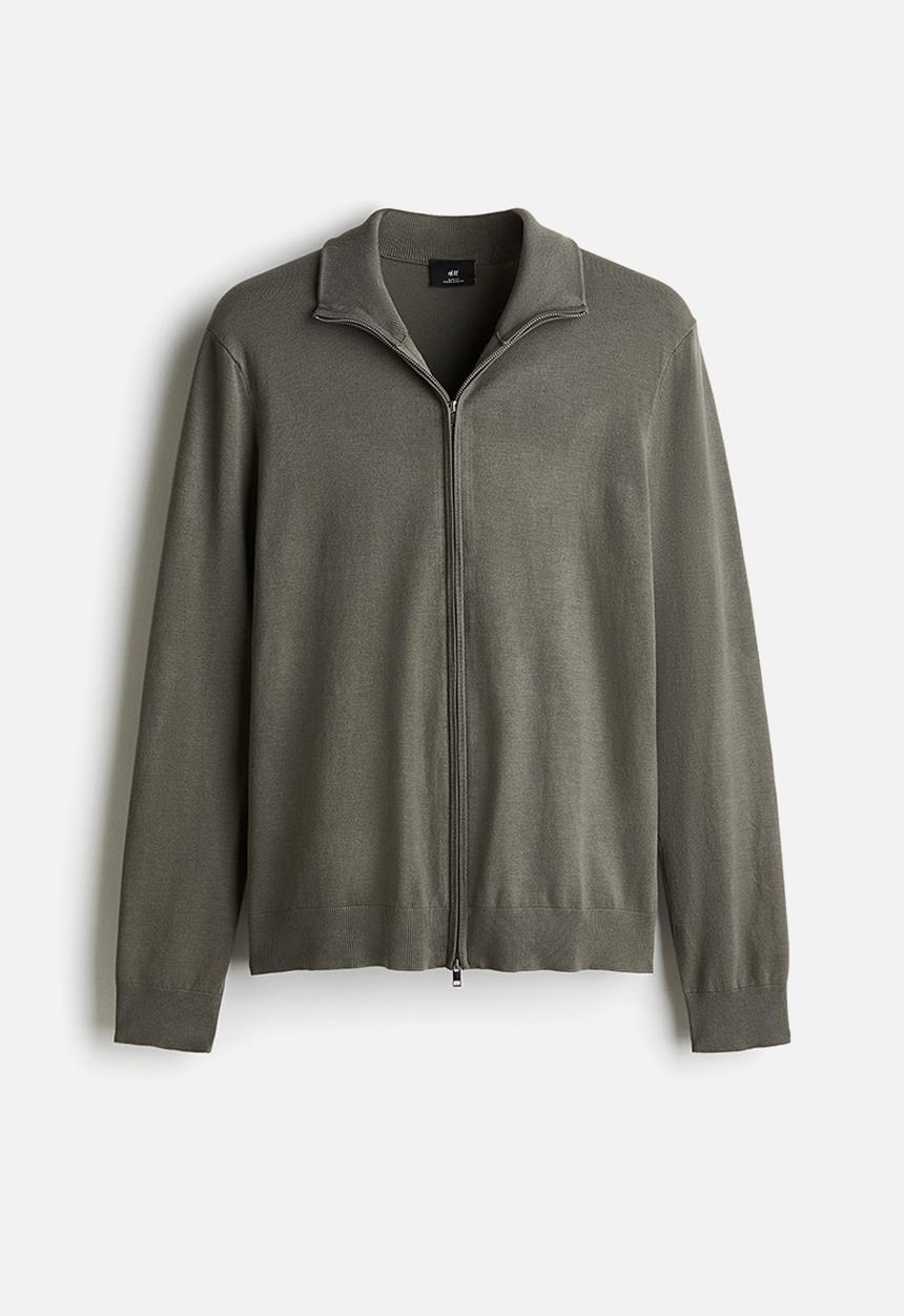 H&M - Slim fit zip-through cardigan - dark green