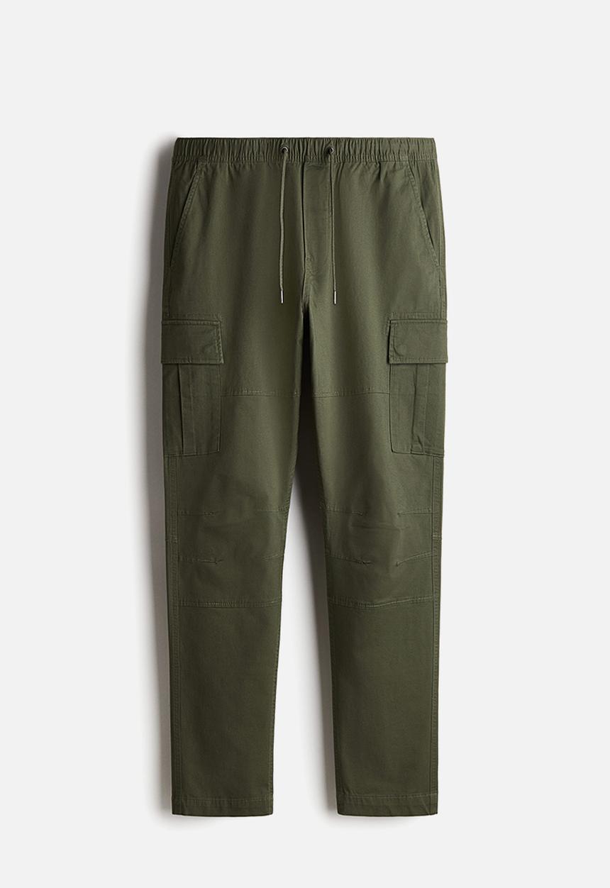 H&M - Slim fit cargo trousers - khaki green