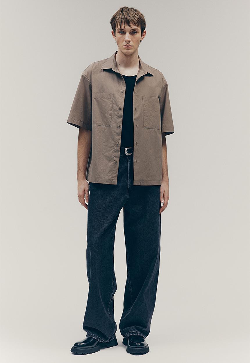 H&M - Regular fit short-sleeved shirt - dark beige