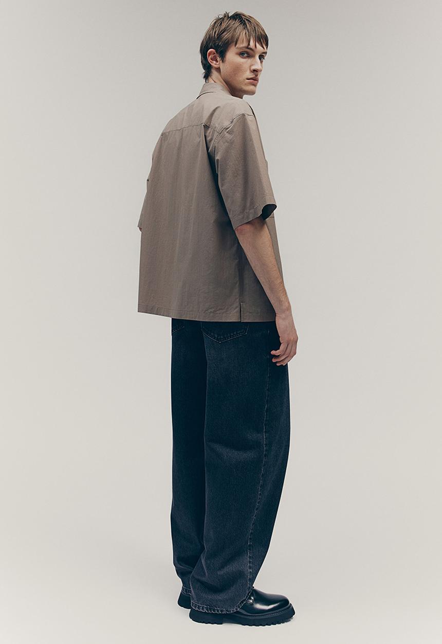 H&M - Regular fit short-sleeved shirt - dark beige