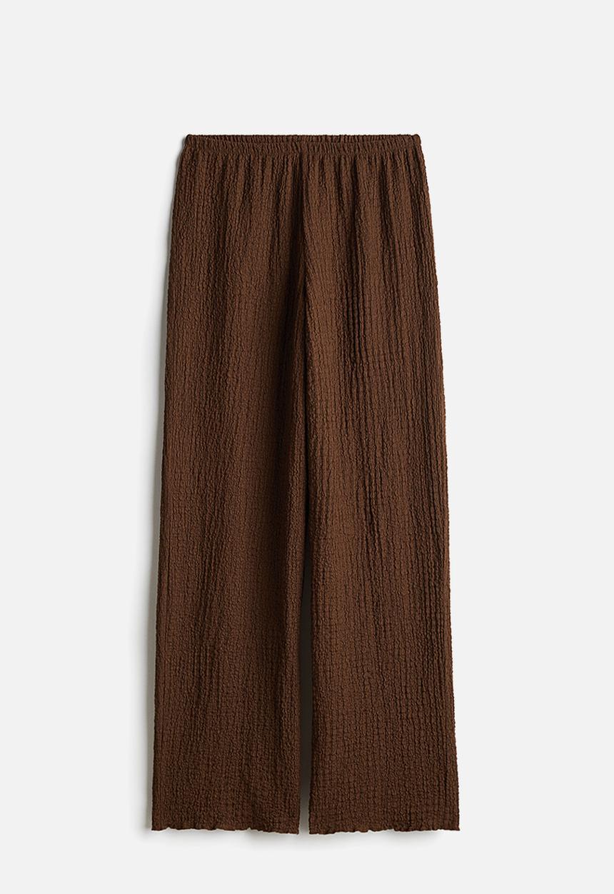 H&M - Wide crinkled trousers - dark brown