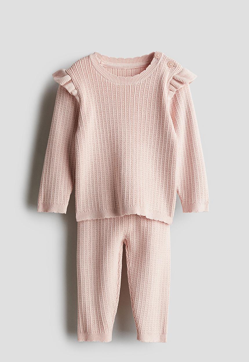 H&M - 2 Piece pointelle-knit set - pink