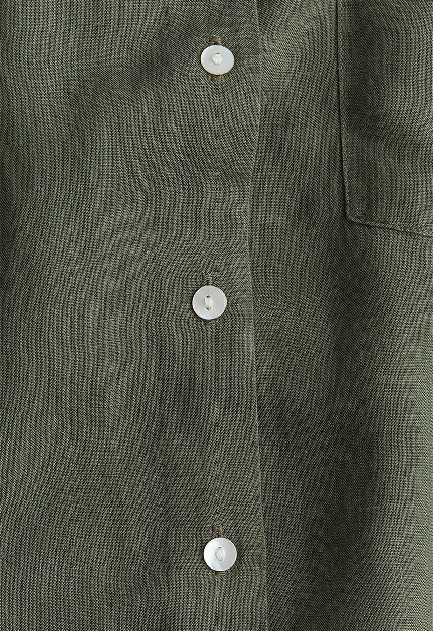 H&M - Linen-blend shirt - dark khaki green