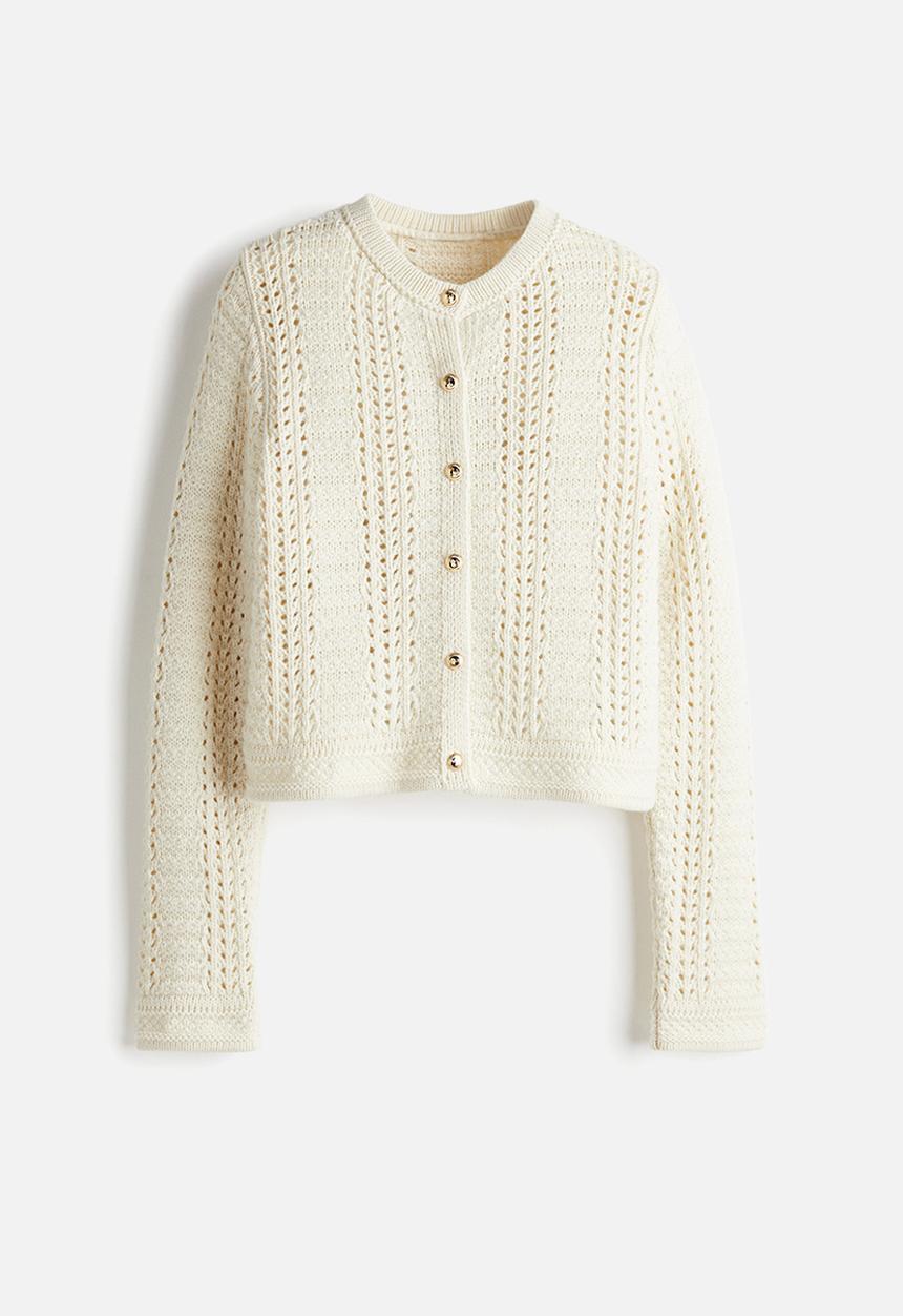 H&M - Pointelle-knit cardigan - cream