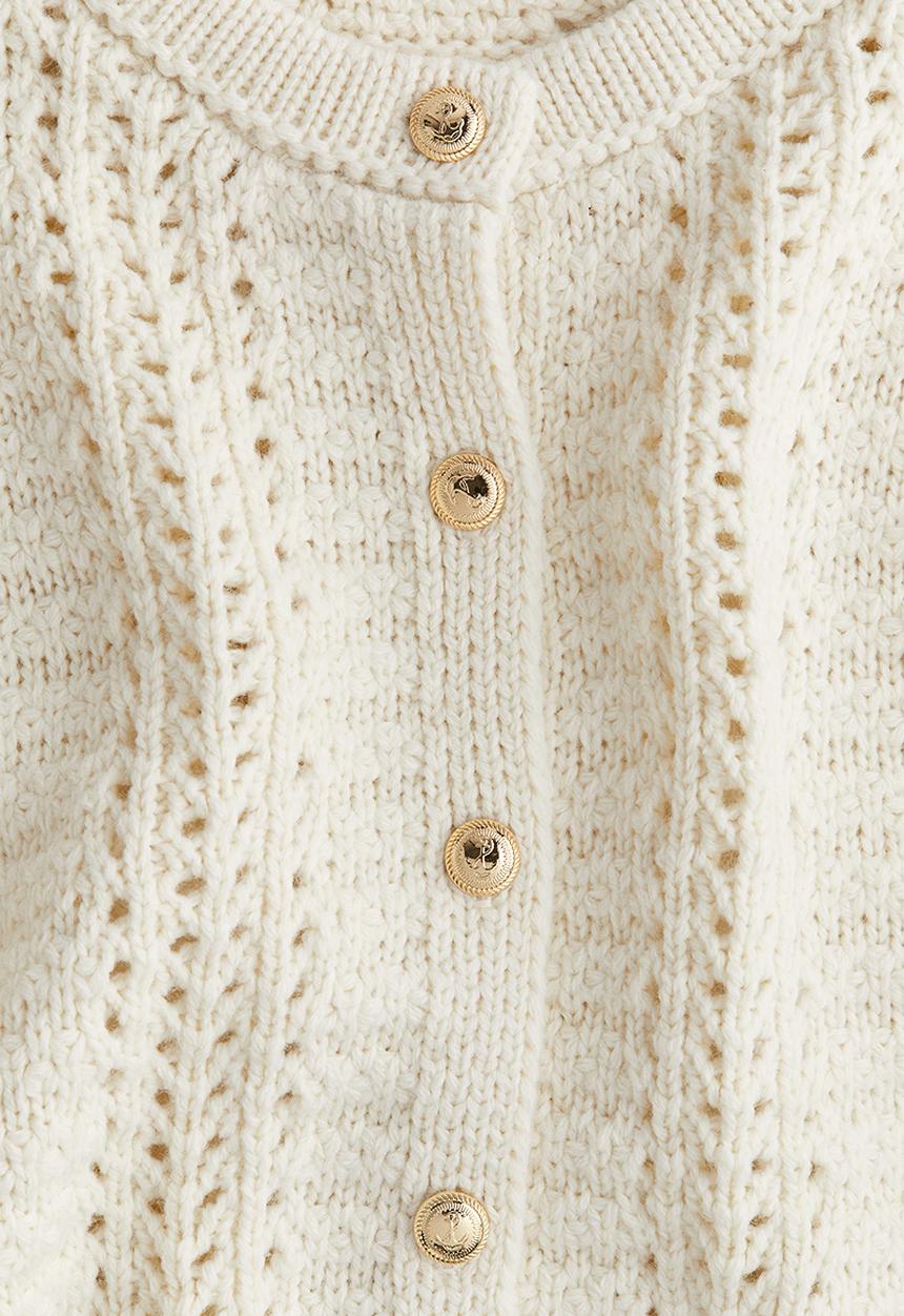 H&M - Pointelle-knit cardigan - cream