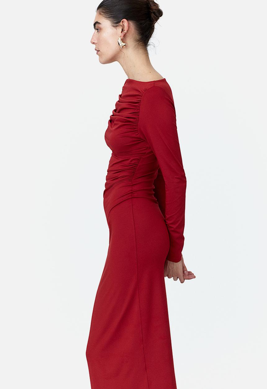 H&M - Draped bodycon dress - dark red
