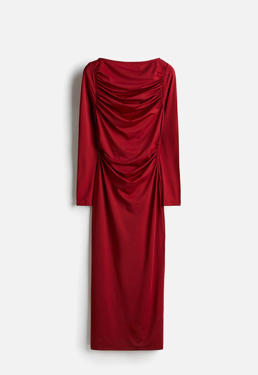 H&M - Draped bodycon dress - dark red