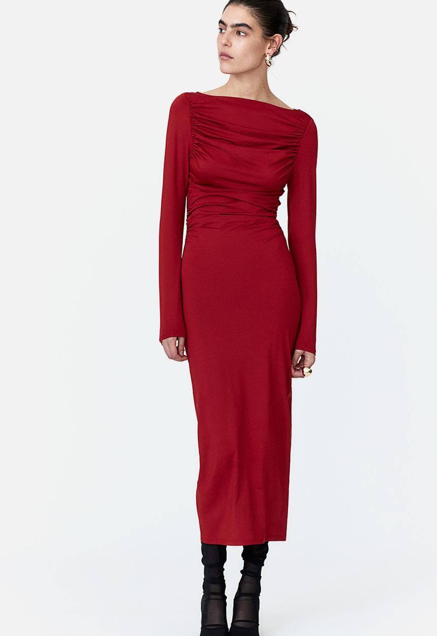 H&M - Draped bodycon dress - dark red