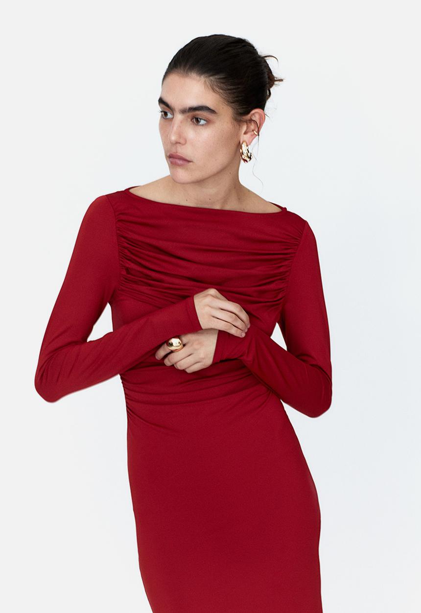 H&M - Draped bodycon dress - dark red