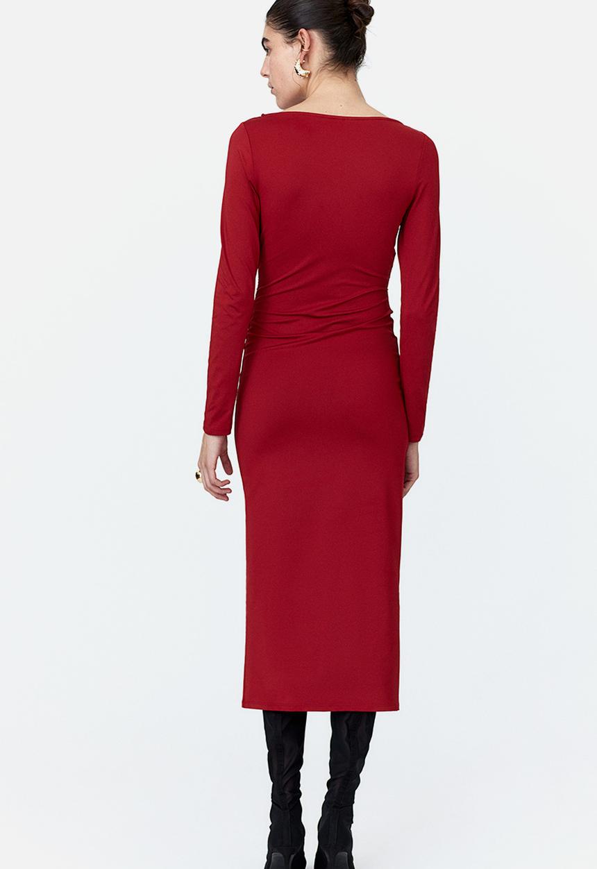 H&M - Draped bodycon dress - dark red