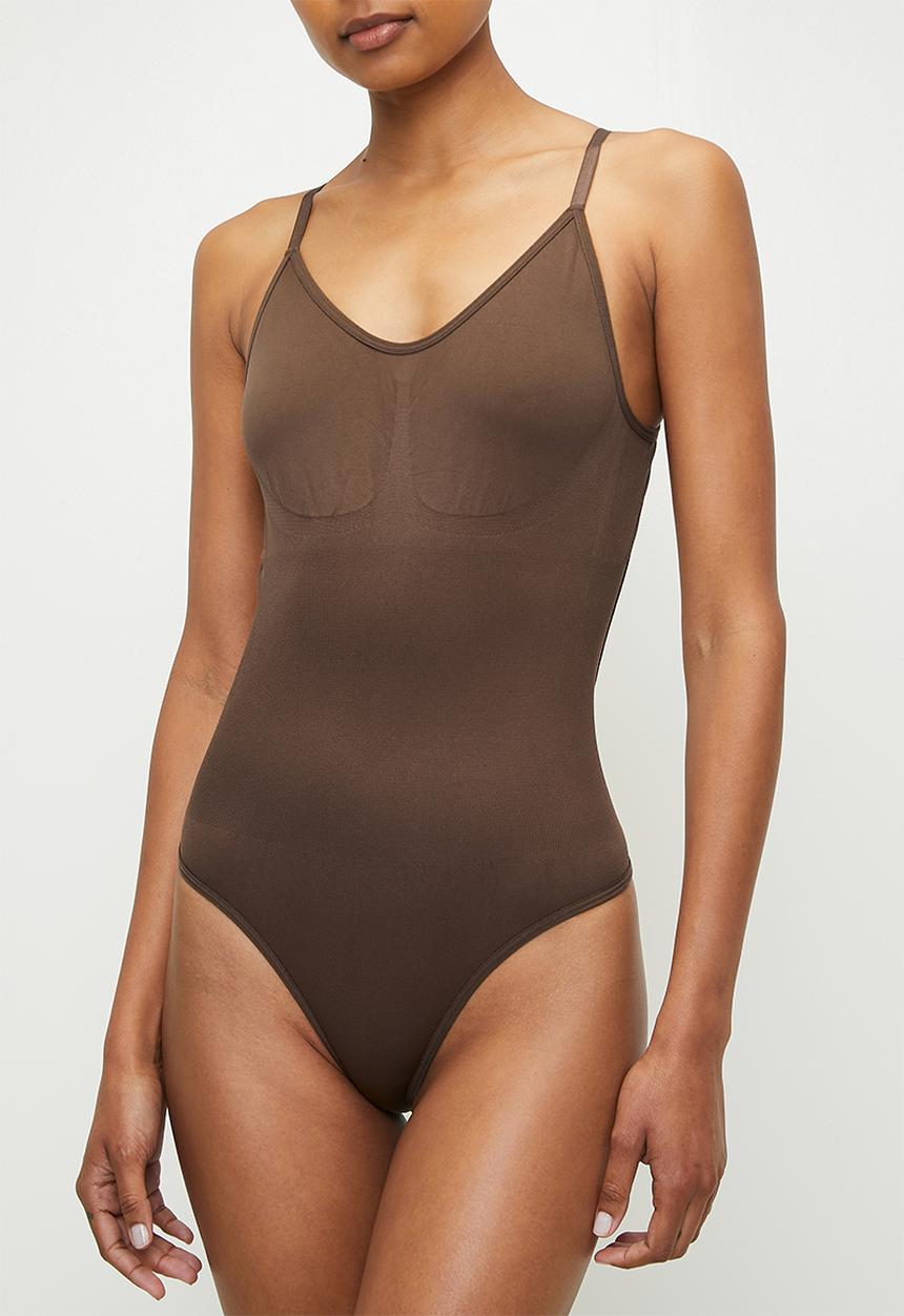 Easy Curves Shapewear - Backless thong  bodysuit - brown