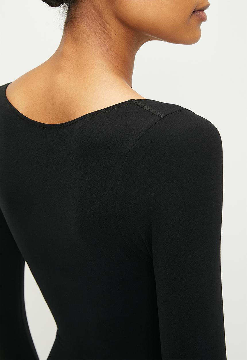 Easy Curves Shapewear - Sculpt longsleeve v-neck bodysuit - black