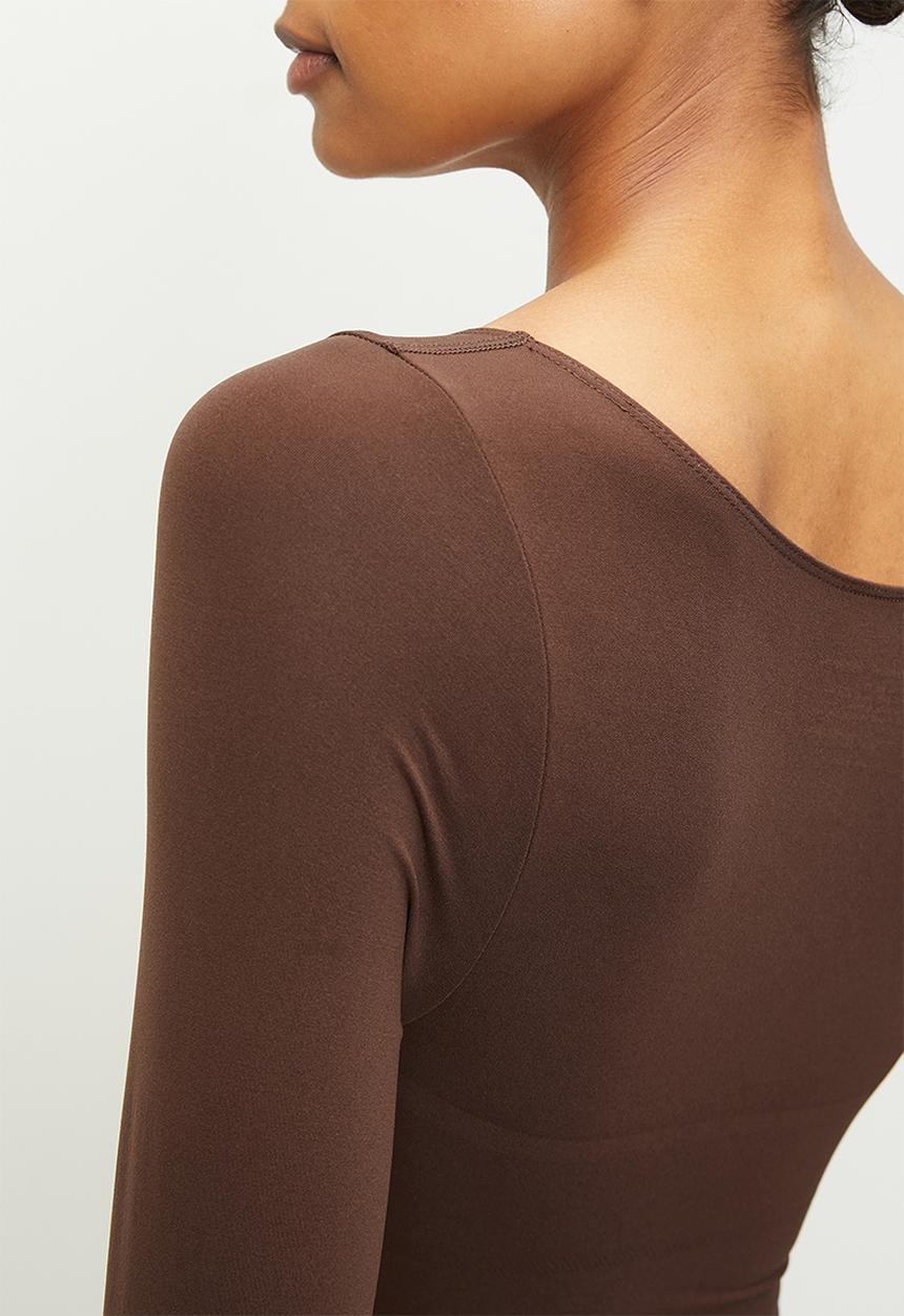 Easy Curves Shapewear - Sculpt longsleeve v-neck bodysuit - brown