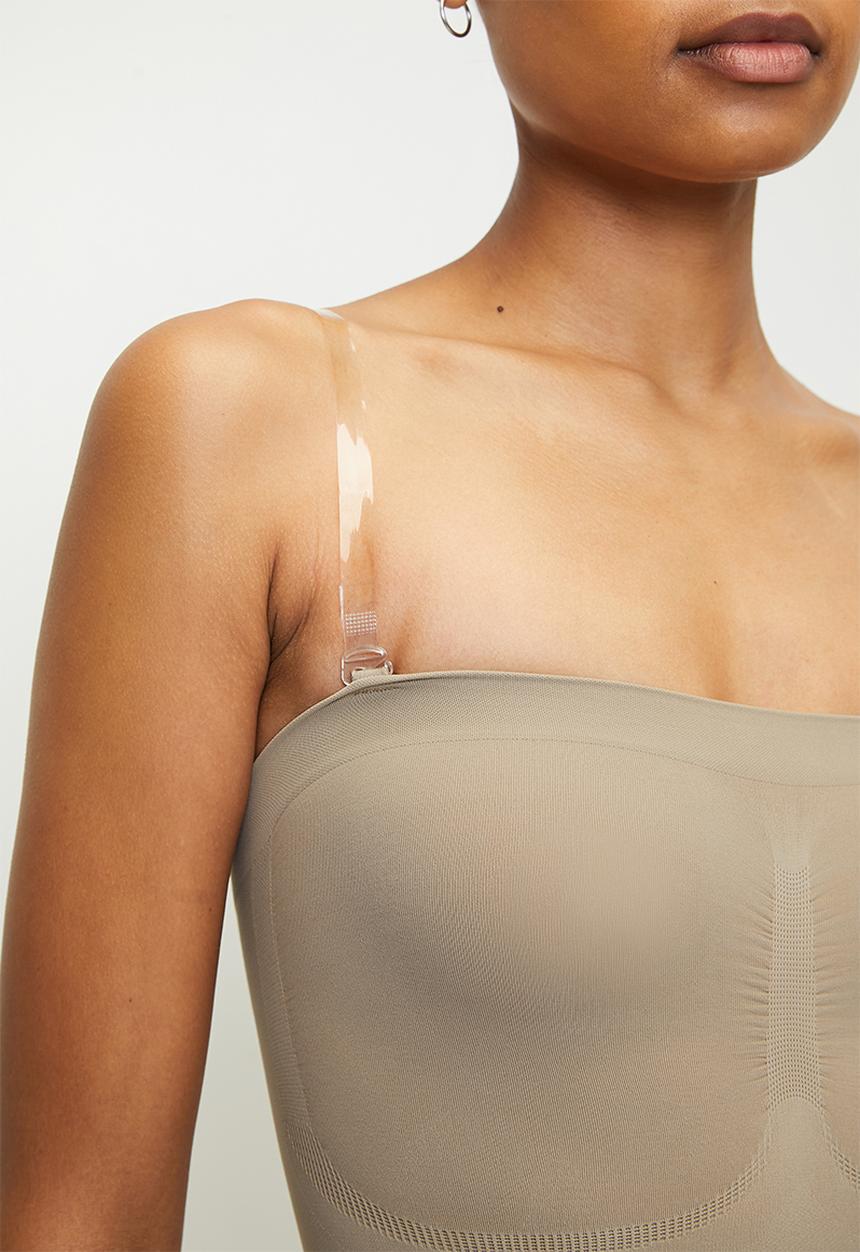 Easy Curves Shapewear - Boob tube brief bodysuit detachable straps - neutral
