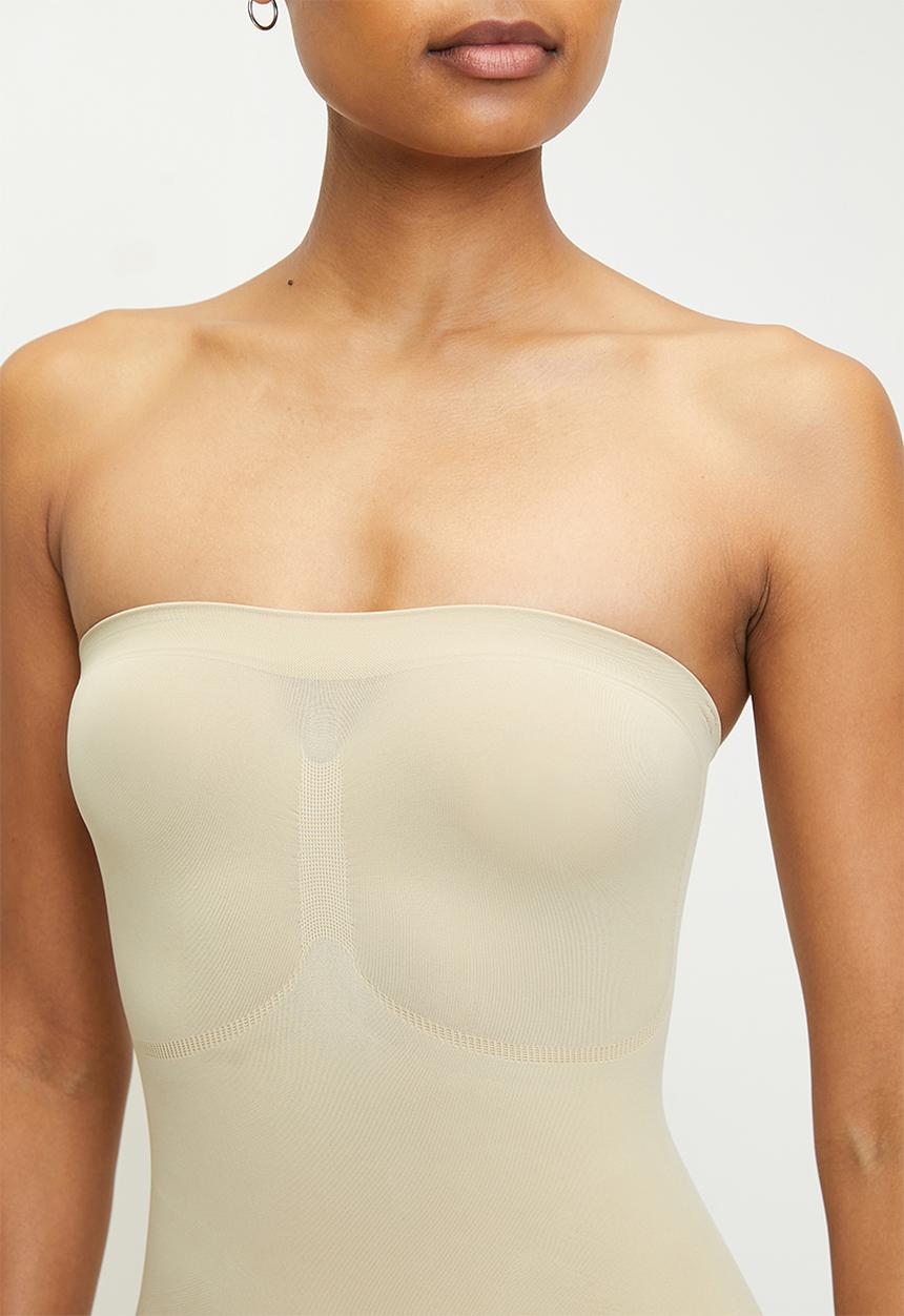 Easy Curves Shapewear - Boob tube brief bodysuit detachable straps - light beige
