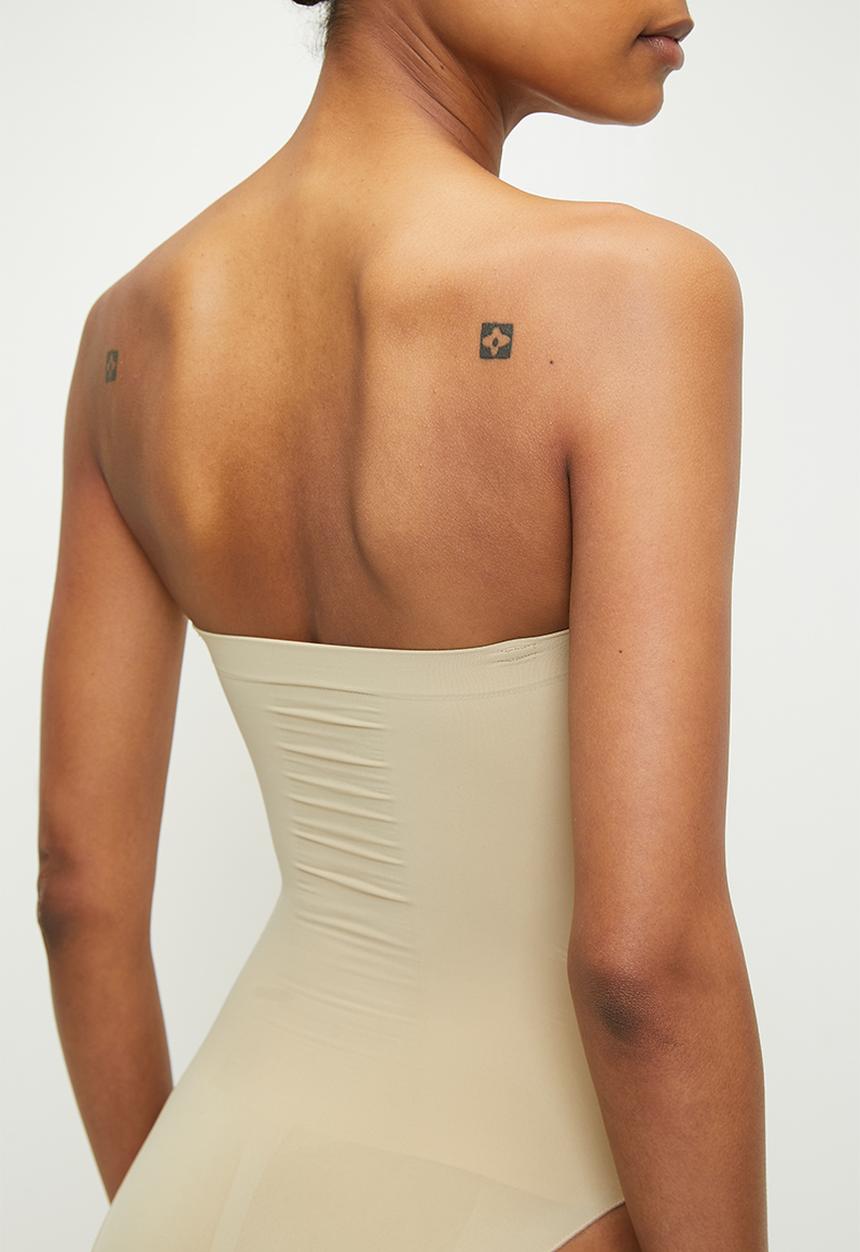 Easy Curves Shapewear - Boob tube brief bodysuit detachable straps - light beige