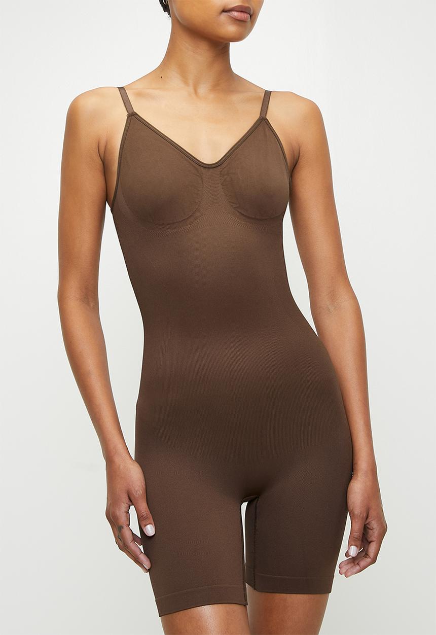 Easy Curves Shapewear - Backless mid thigh bodysuit - brown