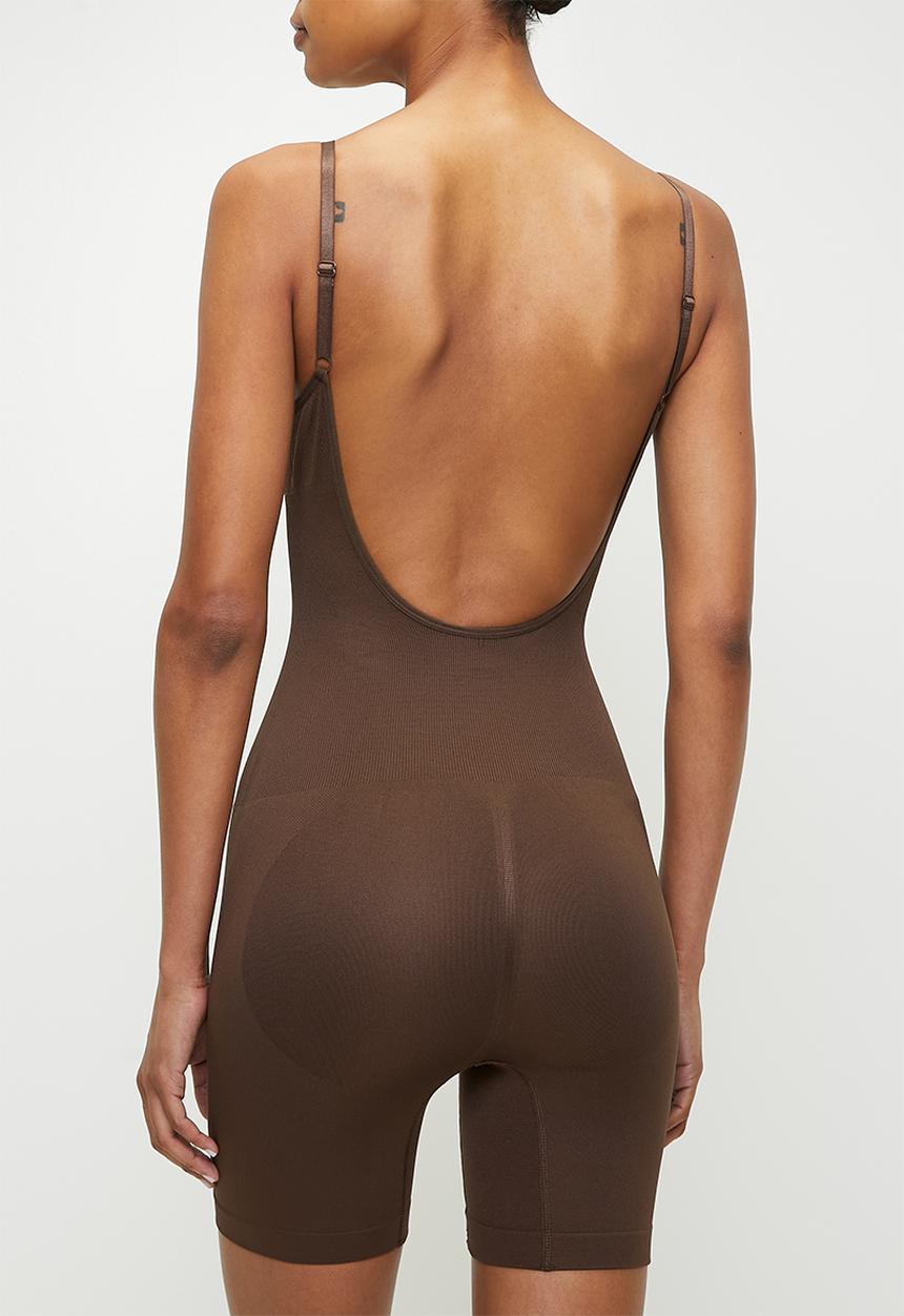 Easy Curves Shapewear - Backless mid thigh bodysuit - brown