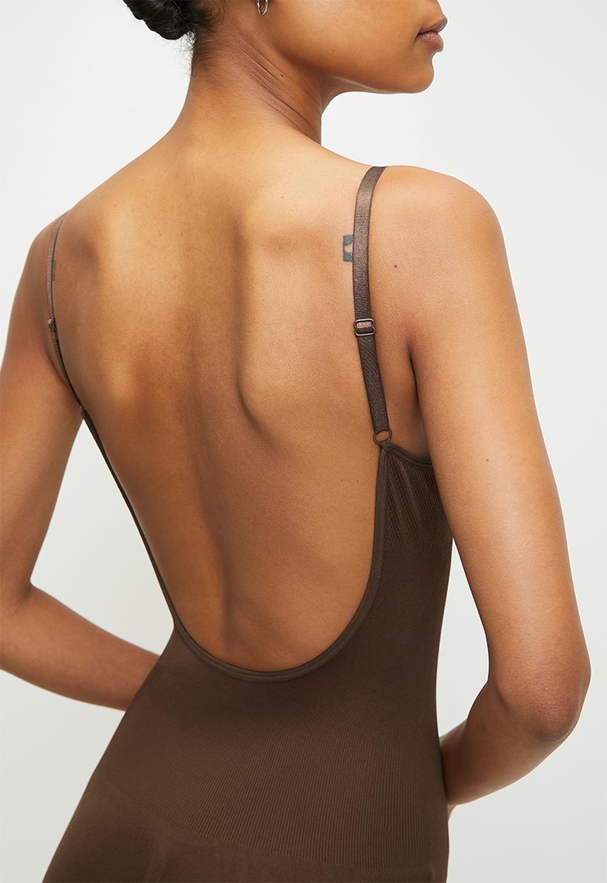 Easy Curves Shapewear - Backless mid thigh bodysuit - brown