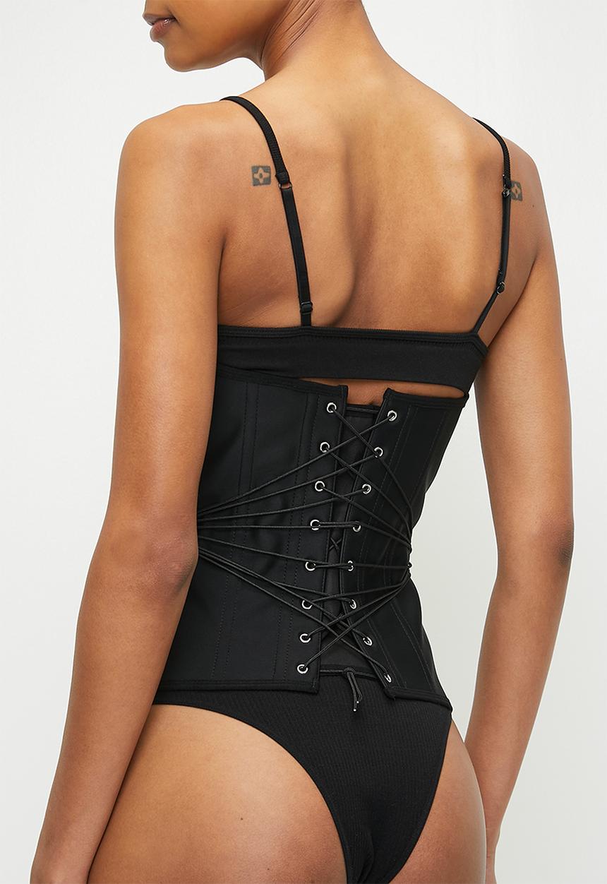 Zip thru corset shaper - black