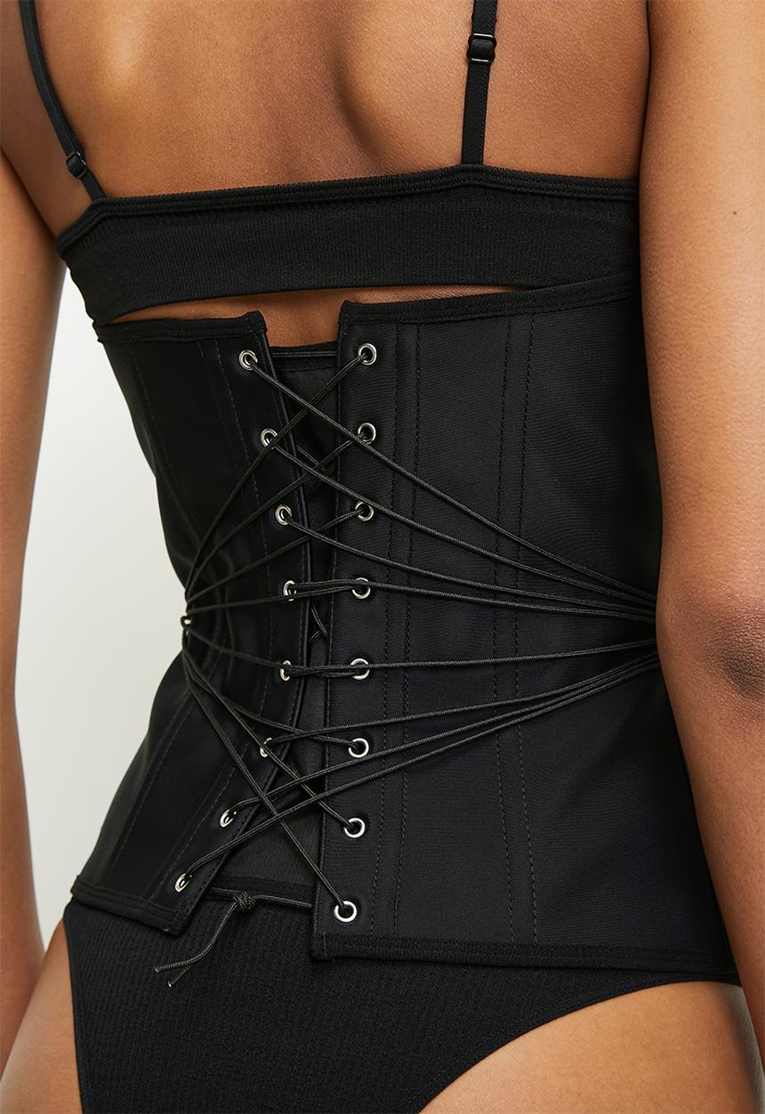 Zip thru corset shaper - black