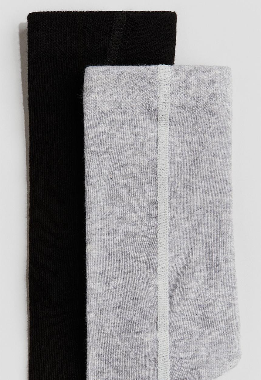 H&M - 2 Pack tights -  light grey marl & black 