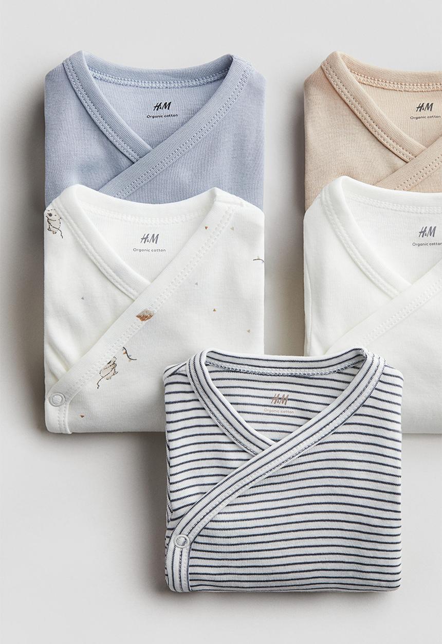 H&M - 5 Pack wrapover bodysuits - light blue/koalas