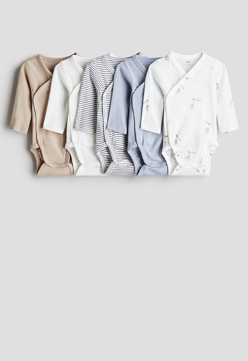 H&M - 5 Pack wrapover bodysuits - light blue/koalas