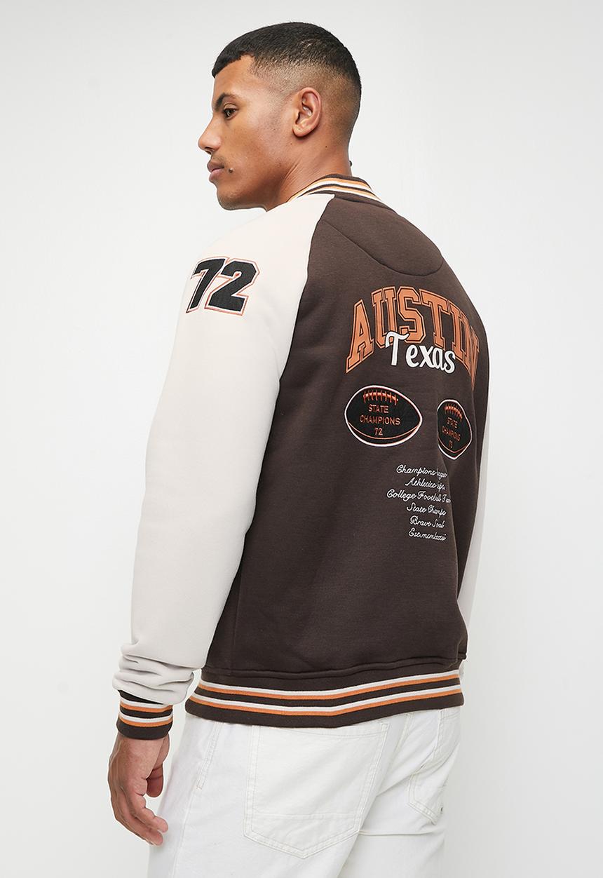 Brave Soul - College Bomber Jacket- Bitter Chocolate